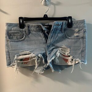 Express Light Blue Ripped Jean Shorts